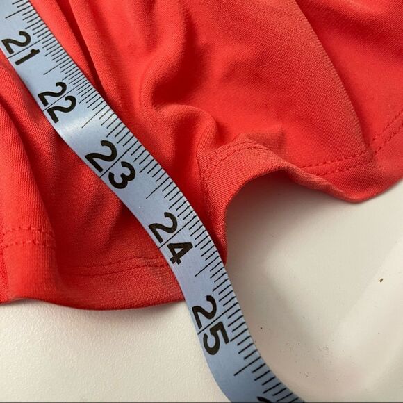 MICHAEL KORS ruffled front vneck gold chain w/ studs chiffon cami top coral szXS - Picture 8 of 8